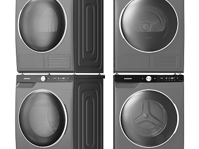 Front Loading Washing Machines Stackable Design With Modern Control Panel And Circular Door 3d model