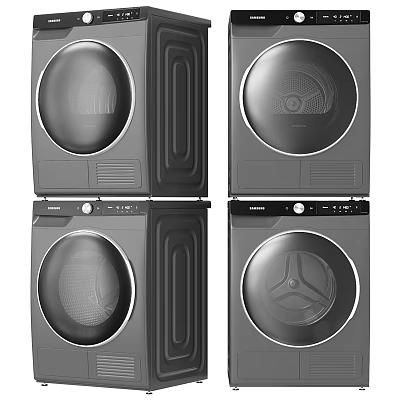 Front Loading Washing Machines Stackable Design With Modern Control Panel And Circular Door 3d model