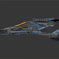 Futuristic Cosmic Spaceship Design Featuring Blue Gray Wings Engines And Yellow Accents