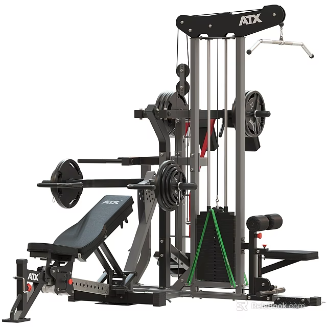 Multi Functional Home Gym Equipment With Weight Plates Bench Cables And Training Stations 3d model 