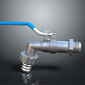 Stainless Steel Household Water Valve with Blue Handle and Metallic Body Design