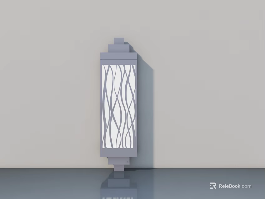 Modern Swing Door With Decorative Wavy Glass Panel And Metal Frame 3d model 