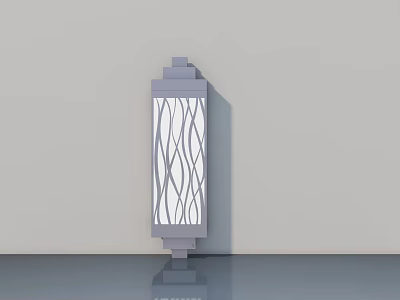 Modern Swing Door With Decorative Wavy Glass Panel And Metal Frame 3d model