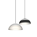 Modern Black And White Pendant Lights With Ribbed Dome Design