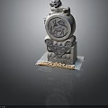 Ancient Stone Sculpture Featuring Mythical Beast And Deer Motif On Decorative Base