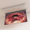 Projection Surveillance Mounted on Ceiling Displaying Red Orange Flame Pattern with Eye Like Design 3d model