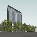 Modern High Rise Office Building Design with Landscaped Gardens and Water Features
