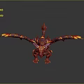 Detailed Game Movie Fantasy Character With Purple Red Body Yellow Wing Tips And Spiked Back