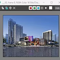 Modern Office Buildings With Glass Facades In Urban Area Featuring Plaza And Pedestrians