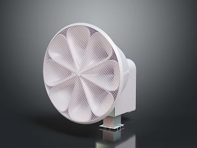 Industrial Ventilation Fan White Round Design With Multiple Blades And Stable Base 3d model