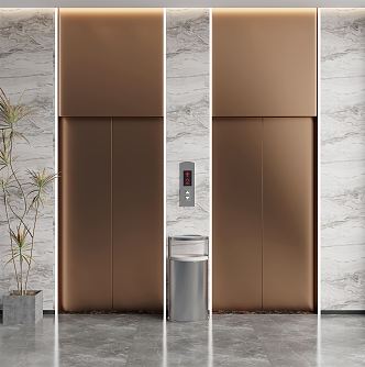 Light Luxury Elevator Door Elevator Hall 3d model