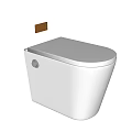 Modern White Ceramic Toilet With Sleek Design And Chrome Flush Button 3d model