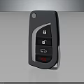 Car Key With Black Case And Buttons For Lock Unlock Trunk Open Red Horn 3d model