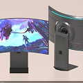 Curved Gaming Monitor With Modern Design And Immersive Screen Displaying Futuristic Game Scene