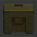 Durable Military Green Storage Crate With Yellow Accent Edges And Black Handle