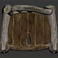 Natural Rustic Wooden Lounge Chair With Unique Handcrafted Design And Brown Seat