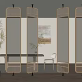 French Screen Partition Glass Partition Rattan Partition Frosted Glass Partition Gradient Glass Partition 3d model