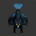 Game Movie Character Mythical Creature With Colorful Blue Green Red Feathers And White Horns Design