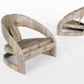 Modern Wooden Leisure Chair With Curved Frame And Padded Seat Design