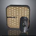 Military Weapon Square Shaped Explosive Device With Yellow Dotted Pattern And Black Trigger Mechanism