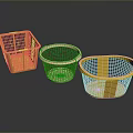 Colorful Plastic Mesh Baskets in Orange Pink and Yellow for Home Storage