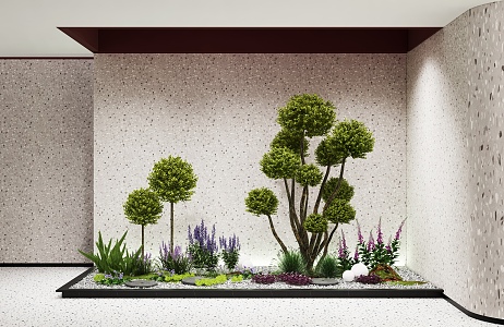 Modern Courtyard Sketches Plants Lobular Ligustrum lucidum Ball Trees Flowers and Plants 3d model