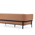 Modern Brown Leather Two Seater Sofa With Black Legs And Sleek Design