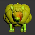 3D Animal Model Featuring Dog Like Face And Fluffy Sheep Wool Coat
