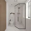 Sleek Bright Modern Bathroom With Glass Shower Enclosure Marble Finishes Smart Toilet And Natural Light