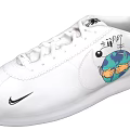 Nike White Casual Shoes With Earth Graphic And Holding Hands Design