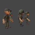 Cartoon Military Characters 3d model