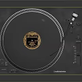 Modern Black Turntable With Vinyl Record On Platter Tonearm And Control Knobs 3d model