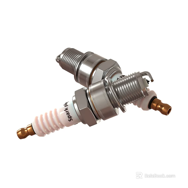 Virtas Spark Plugs Featuring Silver Metal White Ceramic And Gold Electrodes 3d model