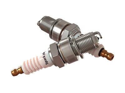 Virtas Spark Plugs Featuring Silver Metal White Ceramic And Gold Electrodes 3d model