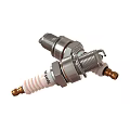 Virtas Spark Plugs Featuring Silver Metal White Ceramic And Gold Electrodes 3d model