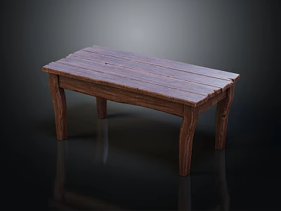 Rustic Wooden Table With Plank Top And Sturdy Legs For Home Decor 3d model