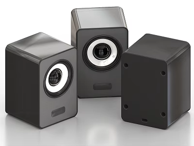 Modern Compact Desktop Speakers With Black Gray Design And High Quality Audio 3d model