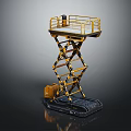 Yellow Scissor Lift Platform With Guardrail And Hydraulic Structure Industrial Equipment