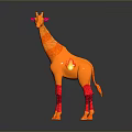 Orange and Red Giraffe with Flame Patterns in Vibrant Artistic Design