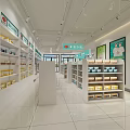 Pharmacy Store Interior With Green Decor Medicine Shelves Cashier And Bright Space