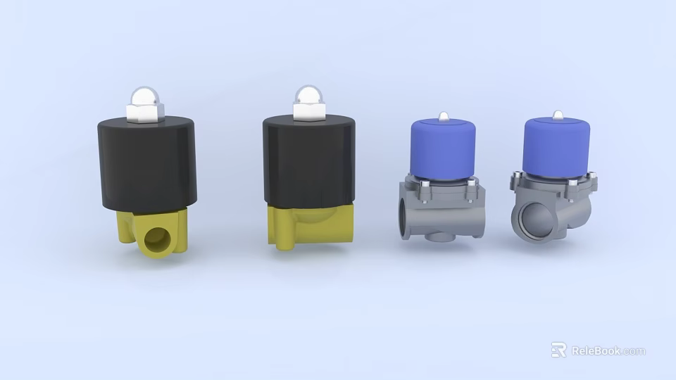 High Quality Industrial Valves with Black Yellow Blue Bodies and Secure Design 3d model 
