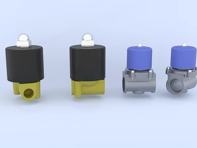 High Quality Industrial Valves with Black Yellow Blue Bodies and Secure Design 3d model