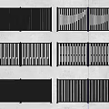 Various Modern Metal Fence Designs With Slatted Patterns And Decorative Elements 3d model