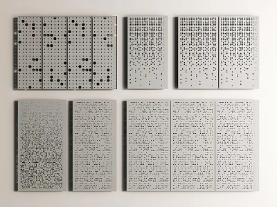 Modern Wall Paneling With Various Perforated Patterns And Textured Surface Designs 3d model