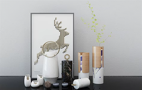 Modern ornaments combination vase decorative painting floral vase ornaments combination 3d model