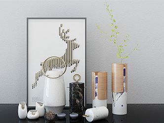 Modern ornaments combination vase decorative painting floral vase ornaments combination 3d model