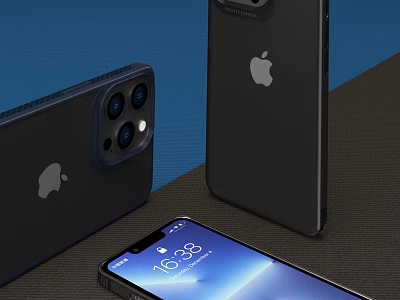 Apple iPhone Smartphones With Black Design Camera Module And Screen Display In Multiple Angles 3d model