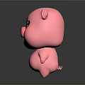Cute Pink Pig Toy Figure With Round Body Big Eyes And Shiny Surface