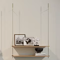 Minimalist Wall-Mounted Light Wooden Shelves Display Decorative Items Photo Frames And Books