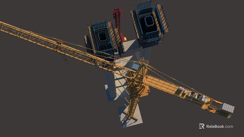 Heavy Duty Industrial Tower Crane Machinery For Construction Site With Long Boom And Steel Structure 3d model 